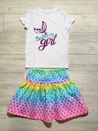 Mermaid Birthday Girl Skirt Set size 7/8