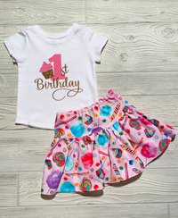 Birthday Cupcake Skirt Set Available for birthday Size 12 month