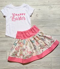 Happy Easter Bunny Skirt Set Holiday Special Occasion Size 2t