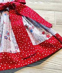 Size 3 Peasant Style Dress made with Patriotic Firework fabric