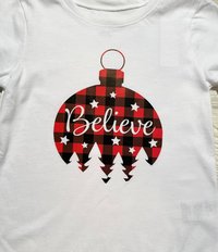 Christmas,  Believe, Ornament,  Skirt Set, Holiday Skirt Set,  Christmas Skirt, Buffalo Plaid Size 4