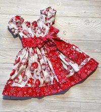 Red and White Christmas Ornaments Dress Size 3