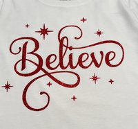 Christmas Skirt Set, Believe,  Holiday Skirt Set, Special Occasion Skirt Set, Reindeer Skirt, Size 7/8