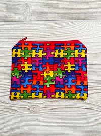 Zipper Bag, Makeup Bag, Purse, Puzzle Piece, Autism