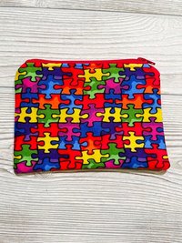 Zipper Bag, Makeup Bag, Purse, Puzzle Piece, Autism