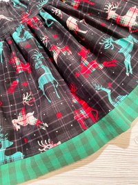 Christmas Skirt Set, Believe,  Holiday Skirt Set, Special Occasion Skirt Set, Reindeer Skirt, Size 7/8