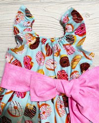 Peasant Style Dress, Donut Fabric, Donut Dress, Donut theme party, Birthday party dress, Easter Dress