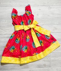 Peasant Style Dress made with Pokémon fabric, Birthday party dress