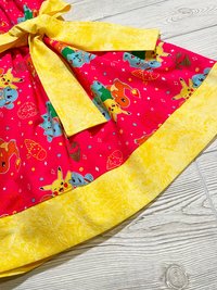 Peasant Style Dress made with Pokémon fabric, Birthday party dress