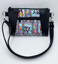 Halloween Bag, Crossbody bag, Christmas gift for her, Black Faux Leather, Skeleton Bag