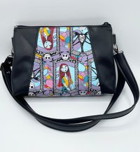 Halloween Bag, Crossbody bag, Christmas gift for her, Black Faux Leather, Skeleton Bag