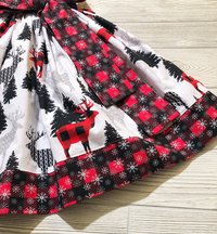 Winter Animals,  Christmas Dress, Buffalo plaid, Size 6