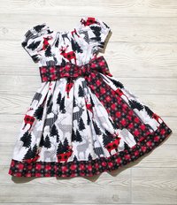 Winter Animals,  Christmas Dress, Buffalo plaid, Size 6
