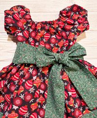 Christmas Dress, Christmas Ornaments Dress, Fancy Dress, Party Dress, Holiday Dress, Size 12-18 month