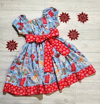 Christmas Houses,  Christmas Dress, Gingerbread House, Christmas Cookies, Size 6