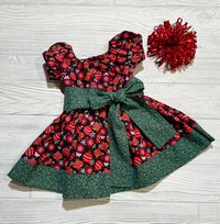 Christmas Dress, Christmas Ornaments Dress, Fancy Dress, Party Dress, Holiday Dress, Size 12-18 month
