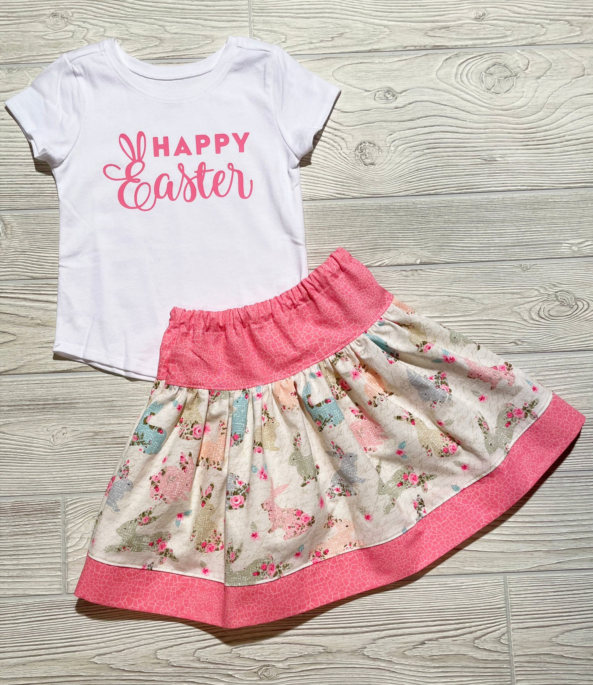 Happy Easter Bunny Skirt Set Holiday Special Occasion Size 2t