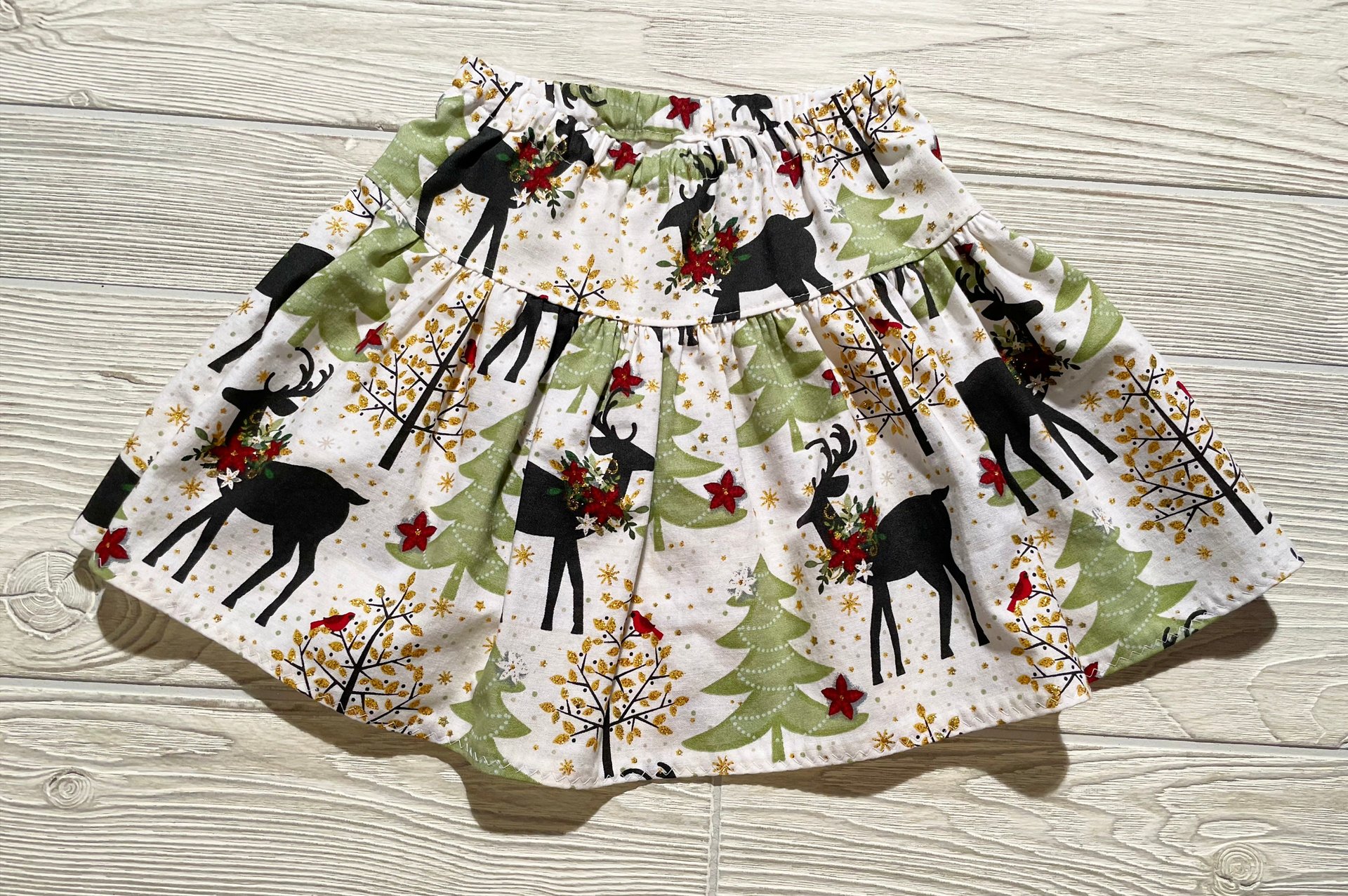 White Christmas Reindeer Skirt Set Size 12 months