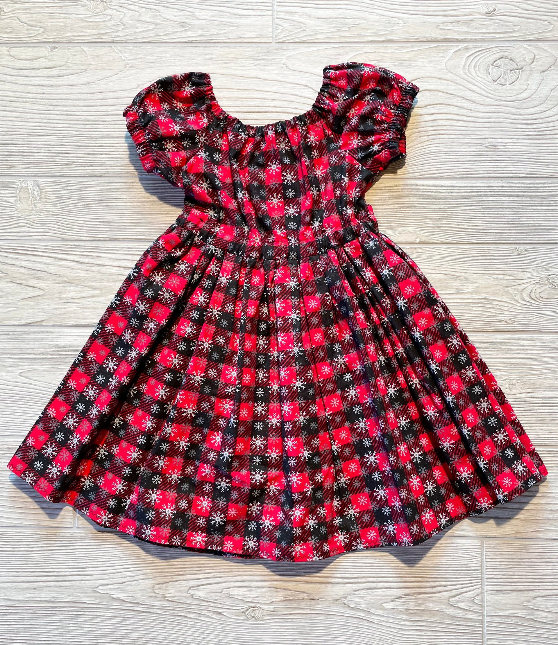 Red and Black Buffalo Plaid Snowflake Christmas  Dress size 3