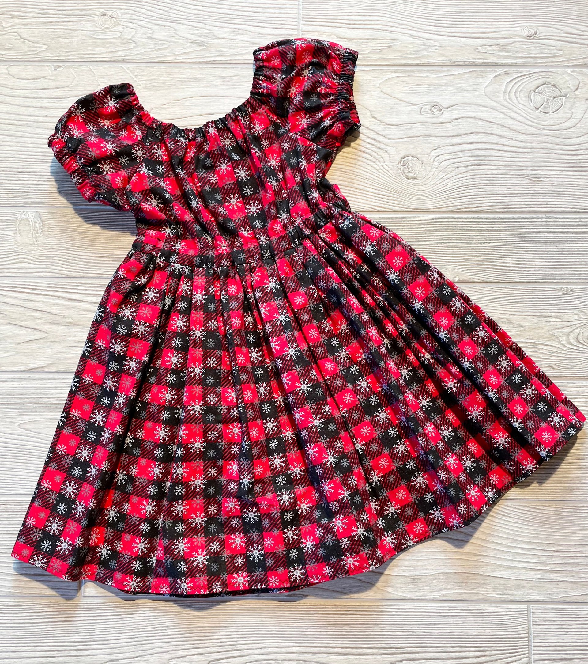 Red and Black Buffalo Plaid Snowflake Christmas  Dress size 3