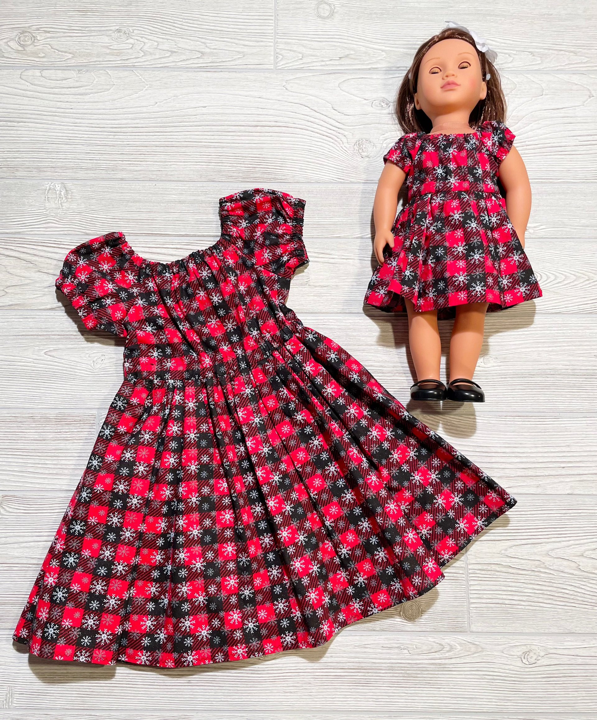 Red and Black Buffalo Plaid Snowflake Christmas  Dress size 3