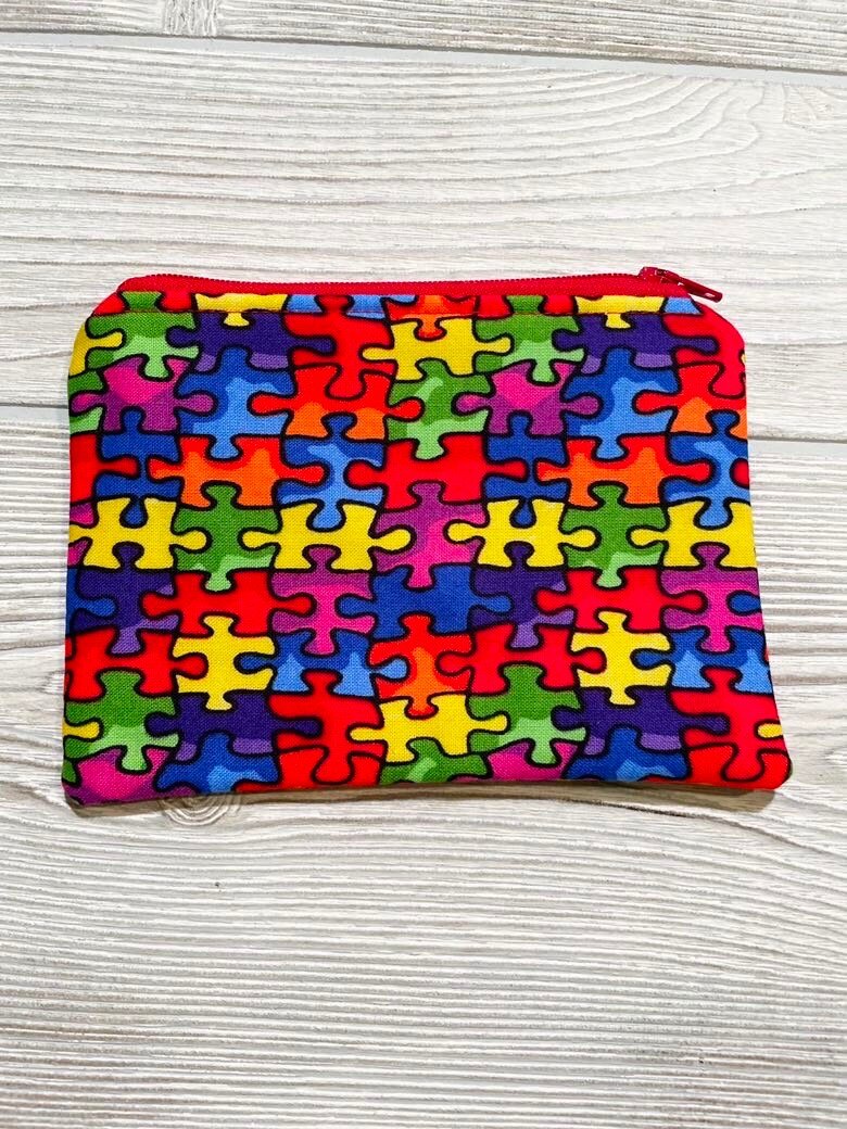 Zipper Bag, Makeup Bag, Purse, Puzzle Piece, Autism