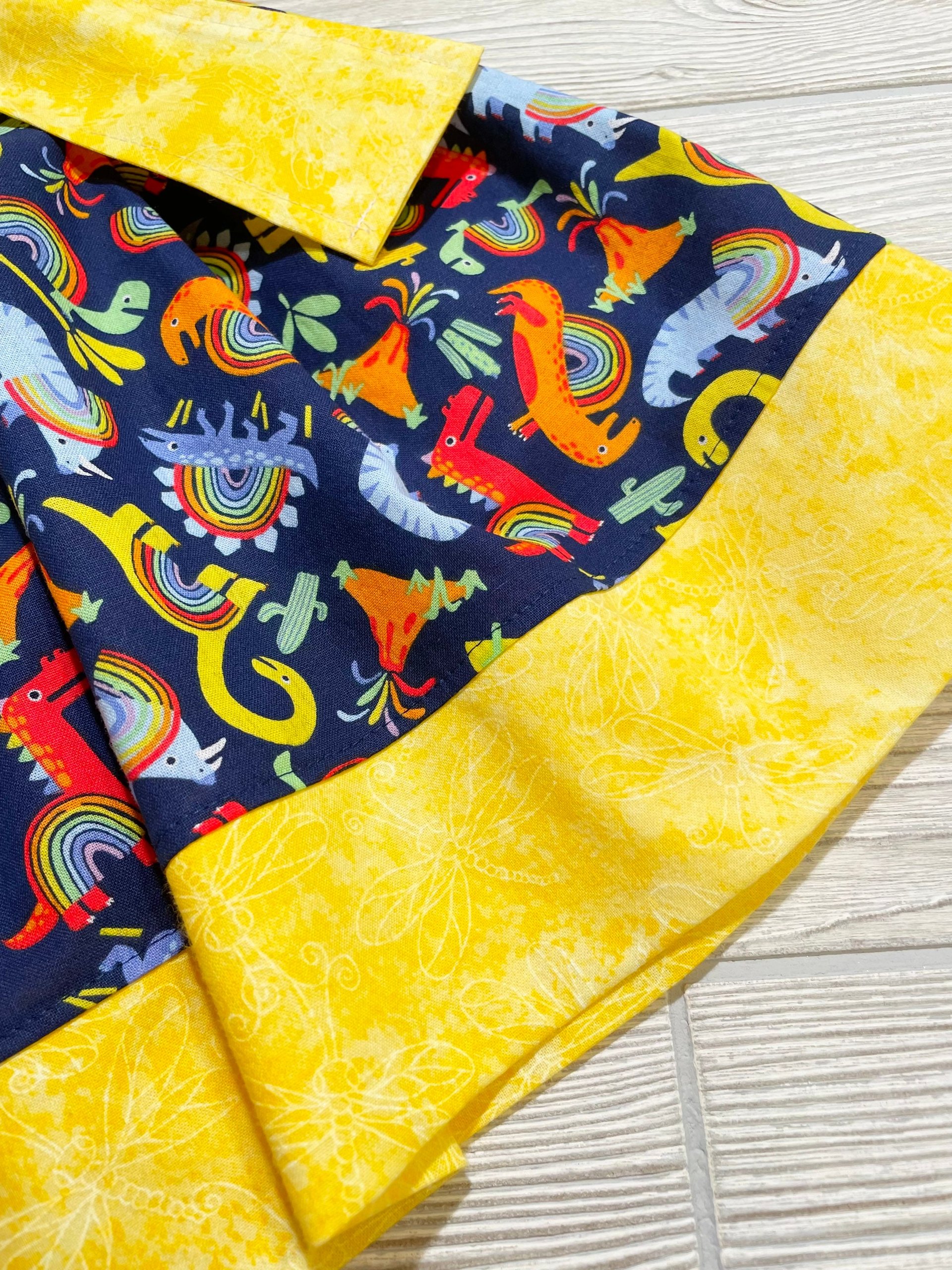Peasant Style Dress, Dinosaur Fabric, Rainbow Dress, Dinosaur Dress, Birthday party dress, Easter Dress