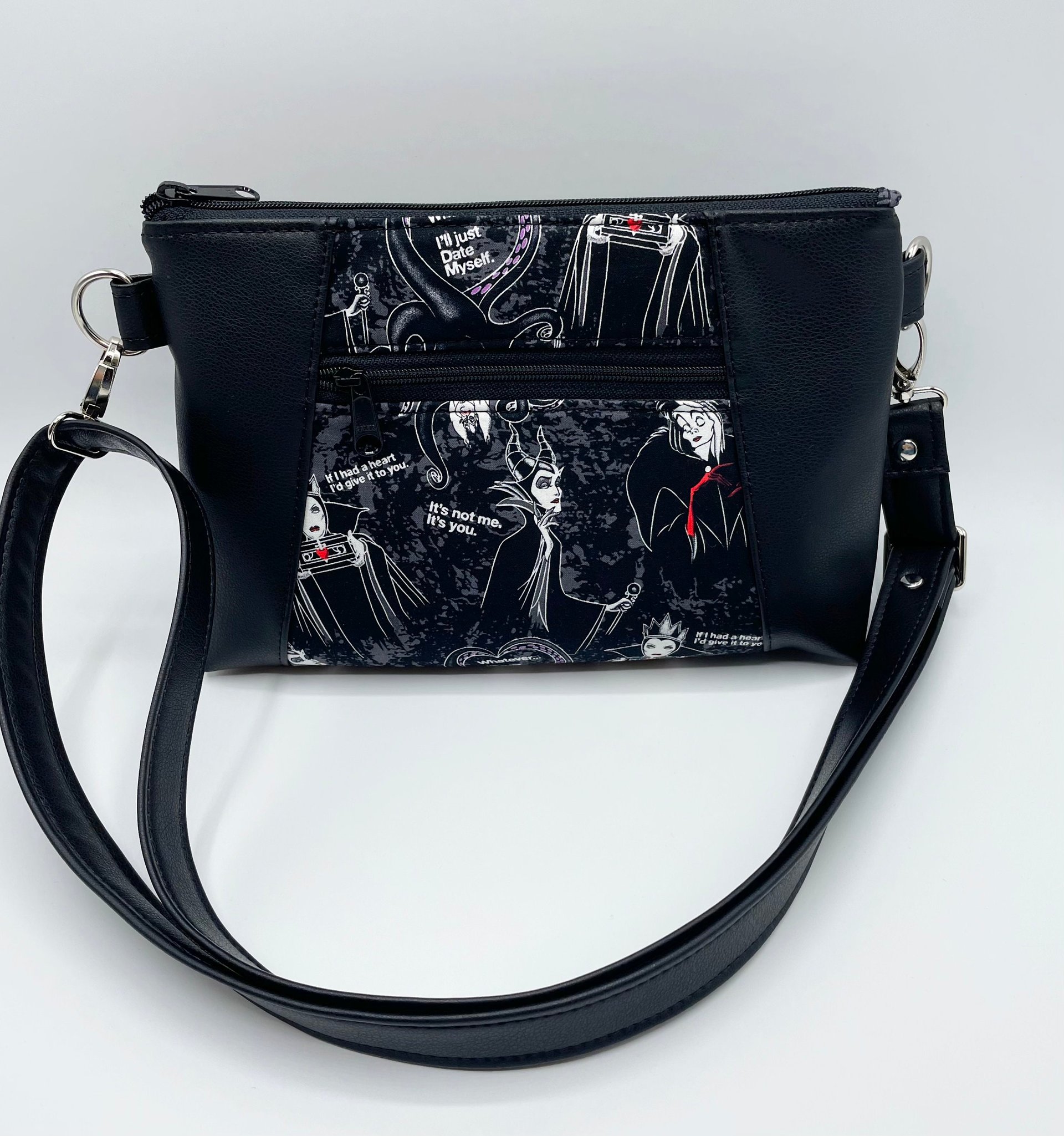 Halloween Bag, Crossbody bag, Christmas gift for her, Black Faux Leather, Queen Bag