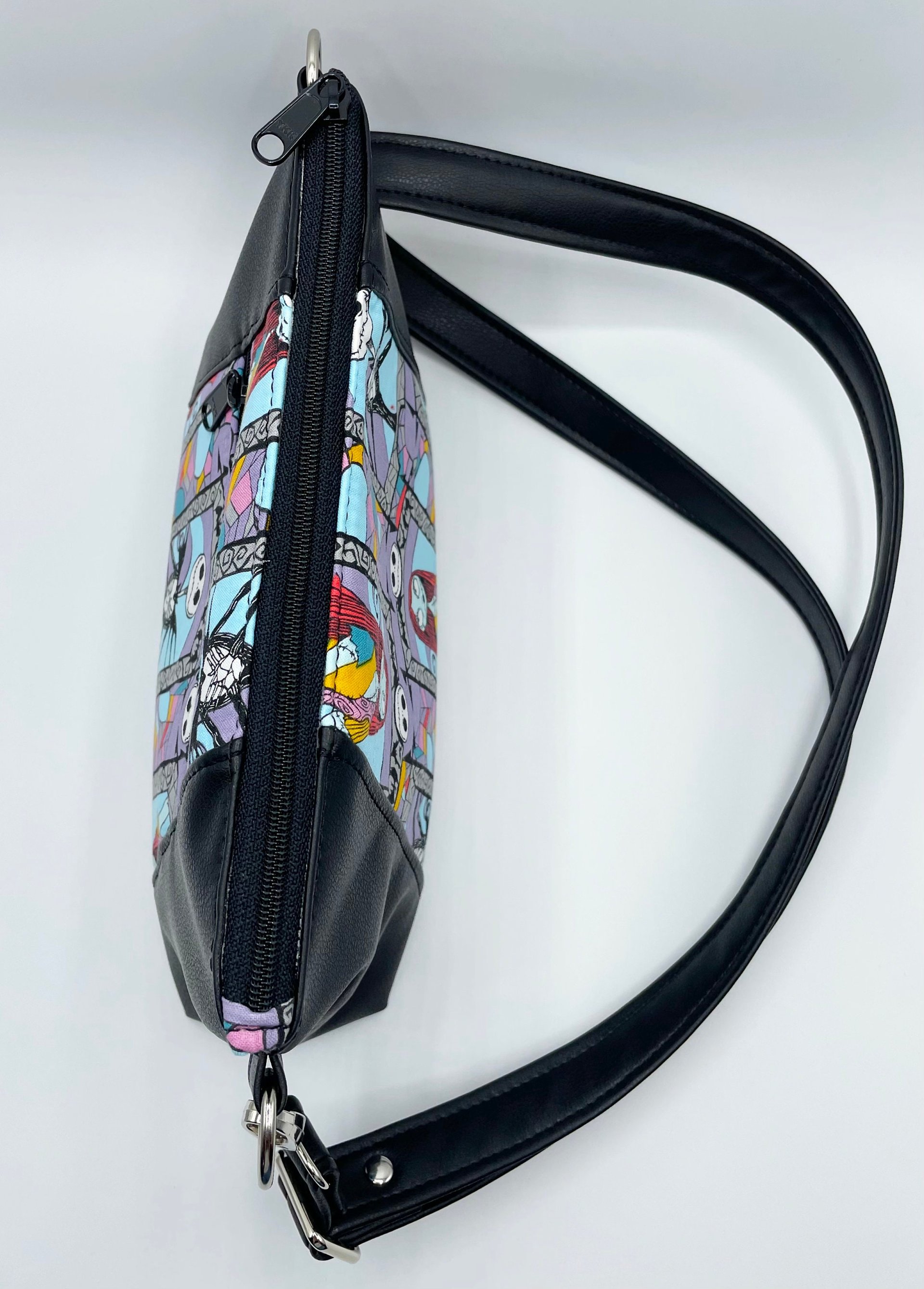 Halloween Bag, Crossbody bag, Christmas gift for her, Black Faux Leather, Skeleton Bag