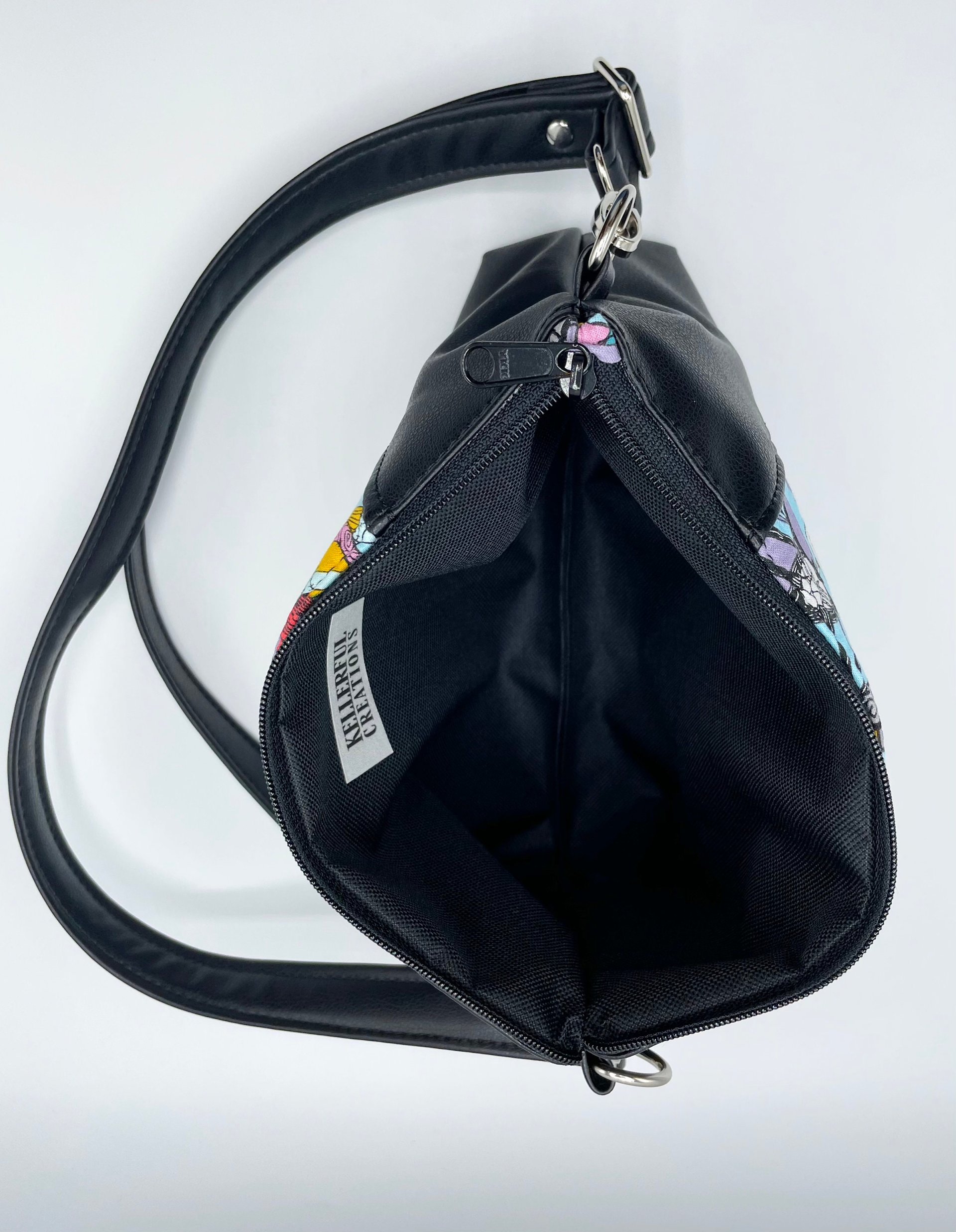 Halloween Bag, Crossbody bag, Christmas gift for her, Black Faux Leather, Skeleton Bag