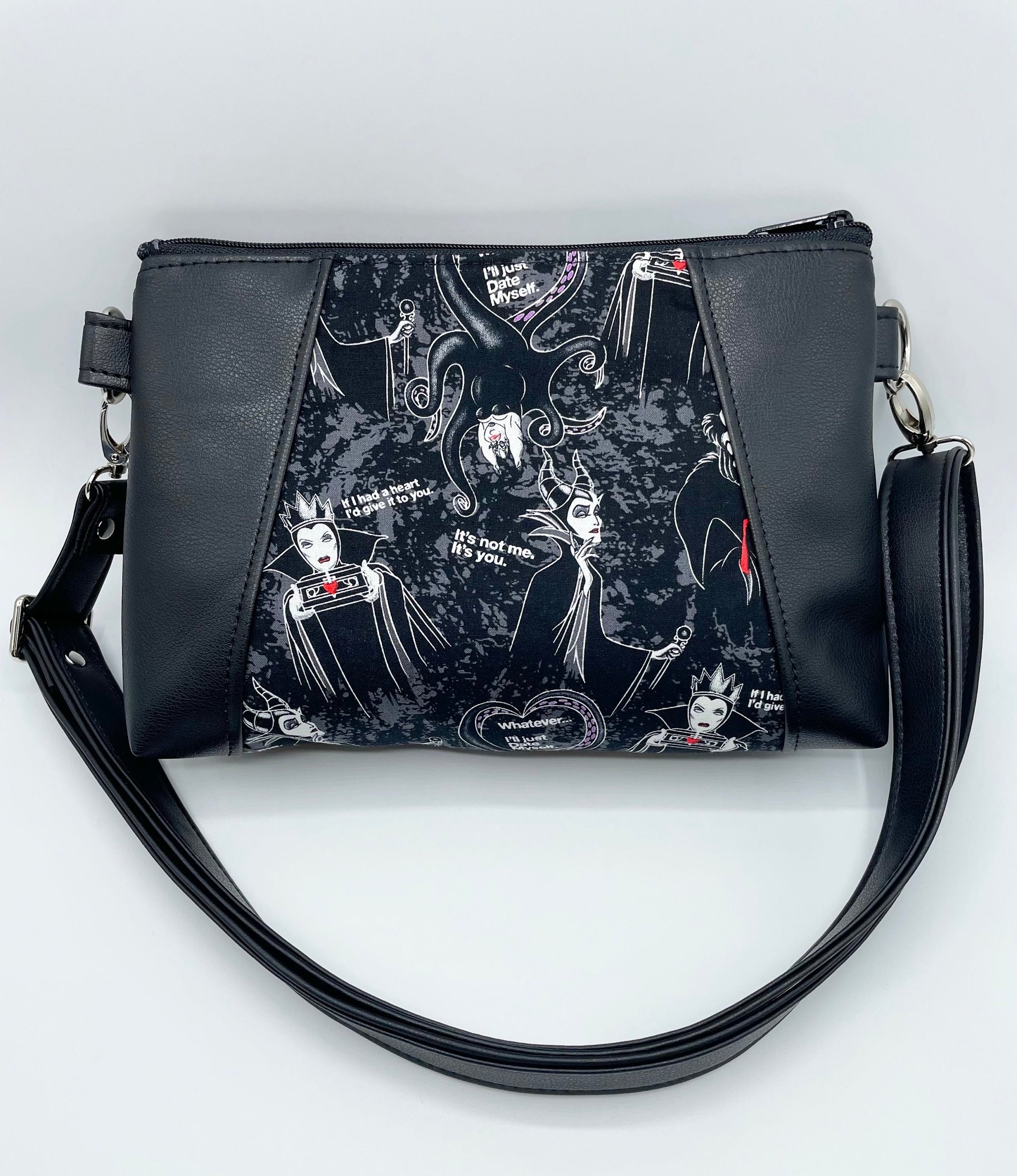 Halloween Bag, Crossbody bag, Christmas gift for her, Black Faux Leather, Queen Bag