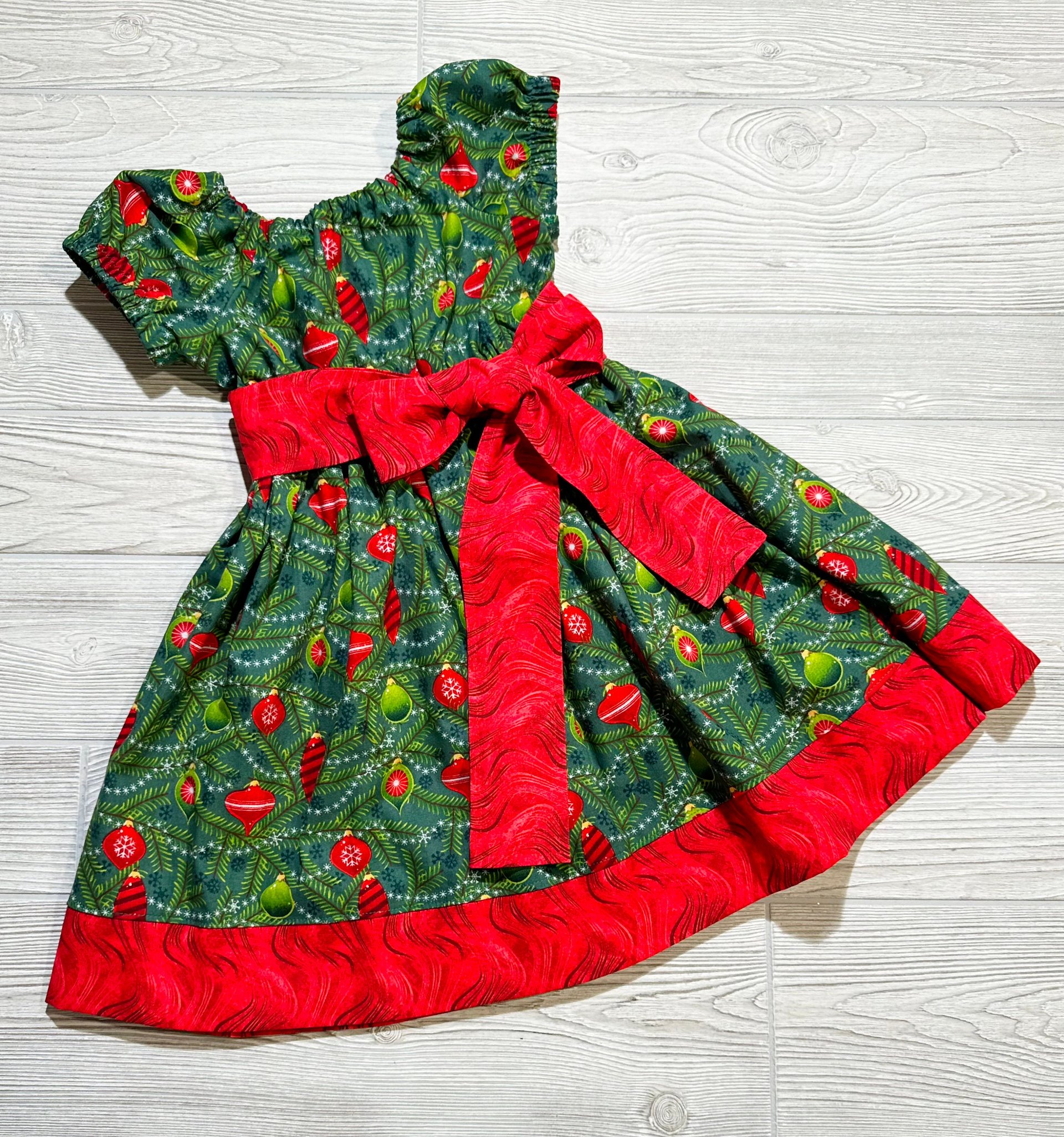 Christmas Dress, Christmas Ornaments Dress, Fancy Dress, Party Dress, Holiday Dress, Size 5