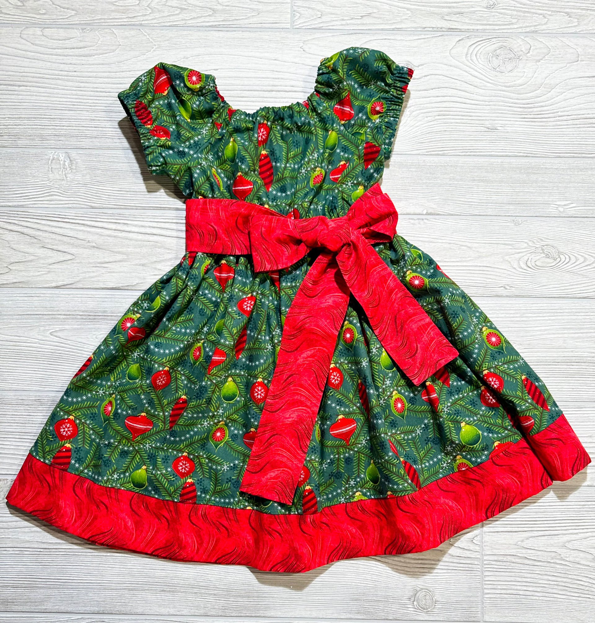 Christmas Dress, Christmas Ornaments Dress, Fancy Dress, Party Dress, Holiday Dress, Size 5