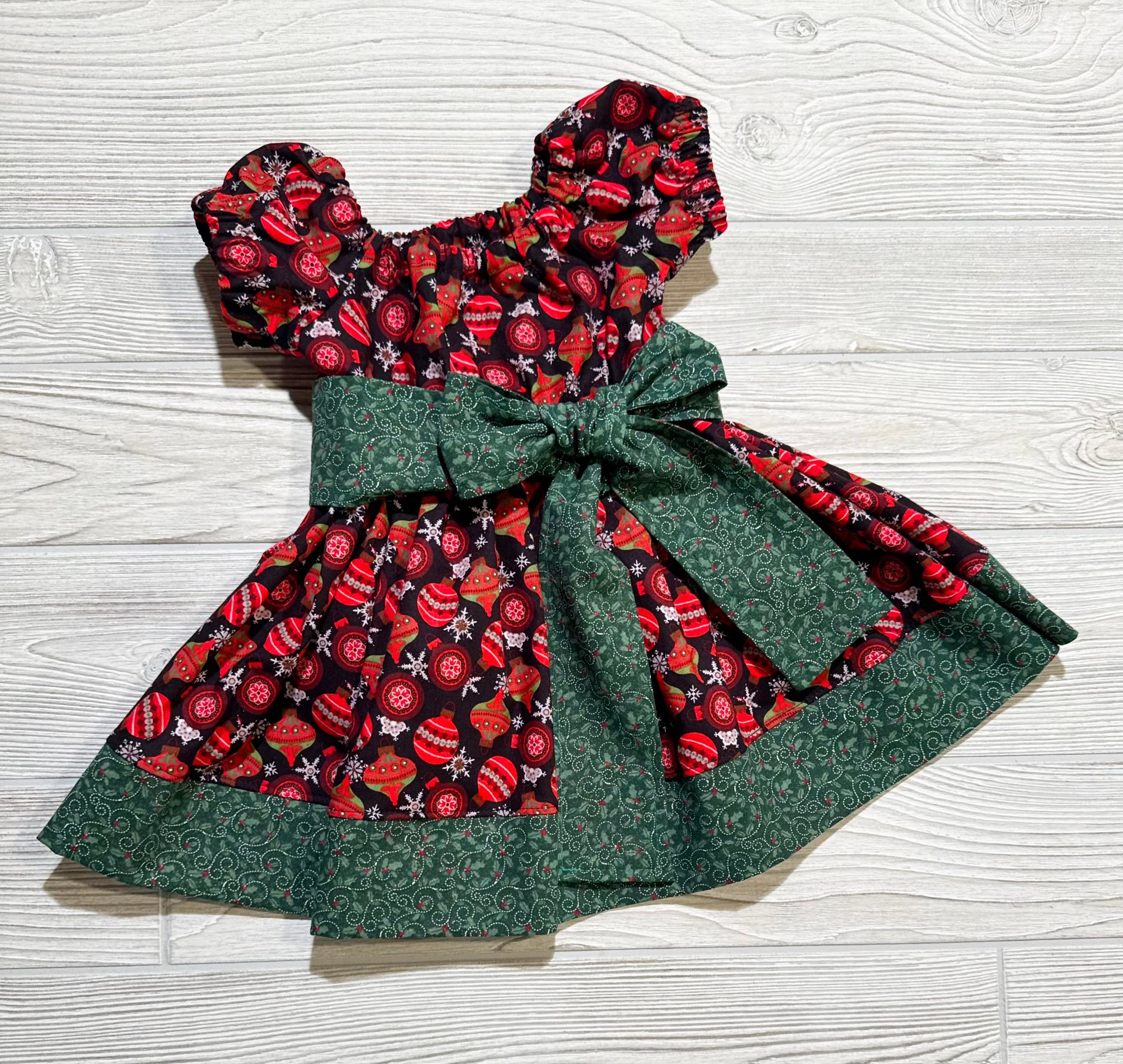 Christmas Dress, Christmas Ornaments Dress, Fancy Dress, Party Dress, Holiday Dress, Size 12-18 month