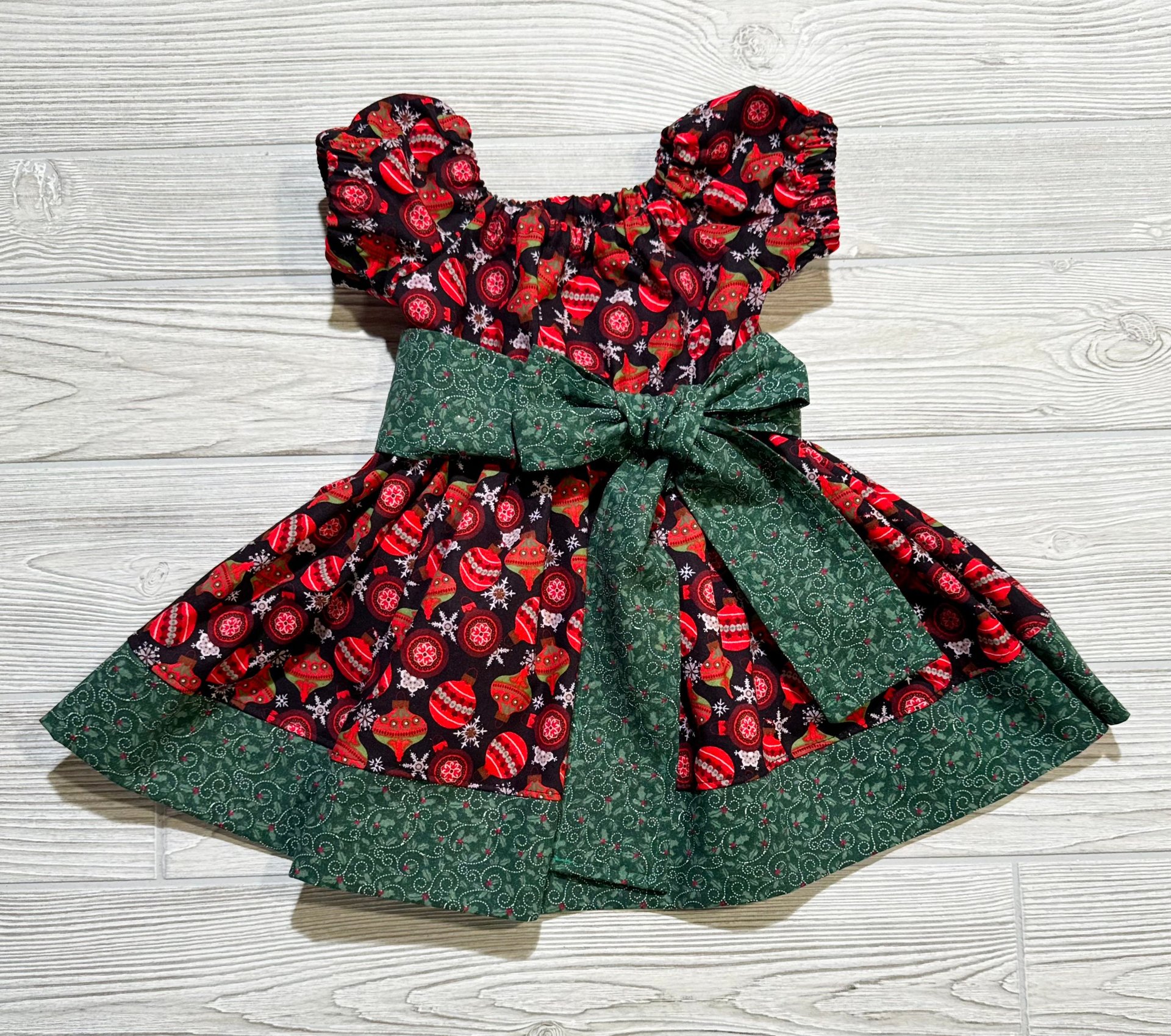 Christmas Dress, Christmas Ornaments Dress, Fancy Dress, Party Dress, Holiday Dress, Size 12-18 month
