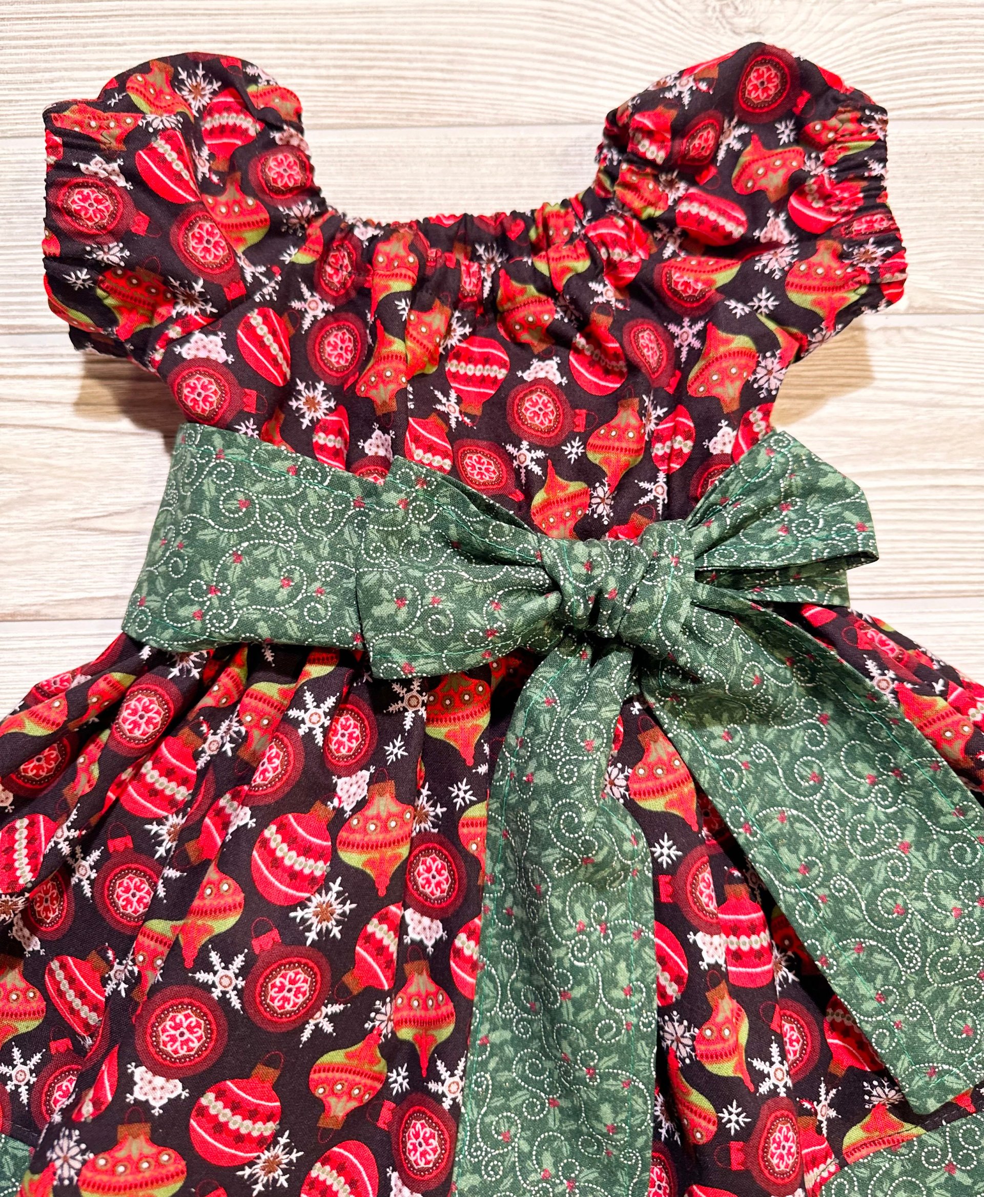 Christmas Dress, Christmas Ornaments Dress, Fancy Dress, Party Dress, Holiday Dress, Size 12-18 month