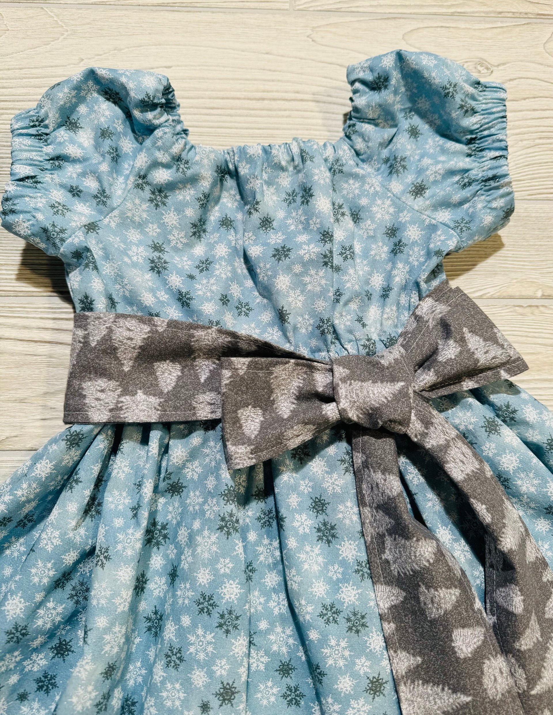 Blue and Grey Snowflake Christmas Dress Size 5